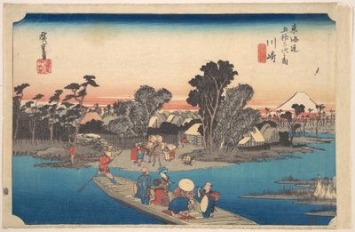 Ferry Boat Crossing the Rokugo River by Utagawa Hiroshige