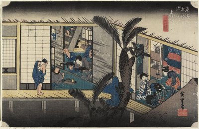 Inn with Serving-Maids, Akasaka by Utagawa Hiroshige