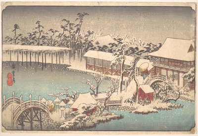 Kameido Tenmangu Shrine in Snow by Utagawa Hiroshige