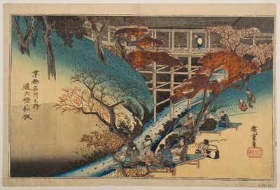 Red Maple Trees at the Tsūten Bridge, from the series “Famous Places in Kyōto” by Utagawa Hiroshige