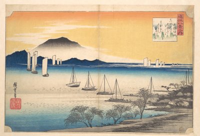 Sailing Boats Returning to Yabase, Lake Biwa by Utagawa Hiroshige