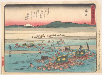 Shimada; Oigawa Shun-Gan, Banks of the Oi River by Utagawa Hiroshige