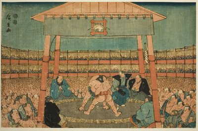 Sumo Match in the Precincts of the Ekoin Temple, from the series "Ryogoku in the Eastern Capital" by Utagawa Hiroshige