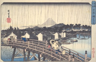 Sunshower at Nihonbashi, from the Series Famous Places in the Eastern Capital by Utagawa Hiroshige