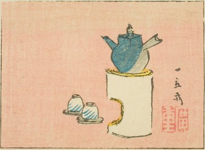Teapot and Cups (Section of a Sheet from a Series of Untitled Harimaze Prints) by Utagawa Hiroshige