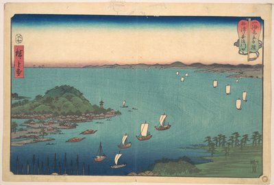 The Harbor of Ajikawa, Settsu Province by Utagawa Hiroshige