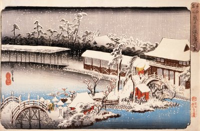 View of Kameido Tenmangū Shrine in Snow by Utagawa Hiroshige