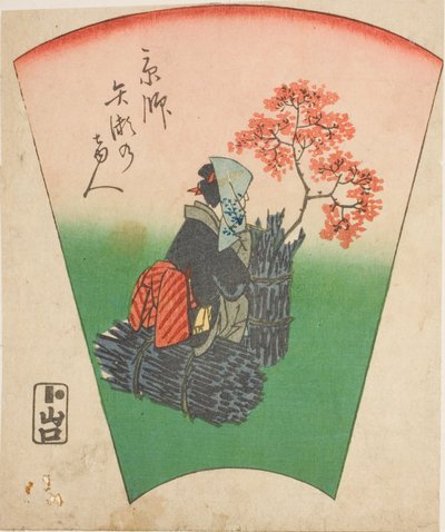 Visitor from Yase in Kyoto, section of a sheet from the series "Pictures of the Fifty-three Stations of the Tokaido Road" by Utagawa Hiroshige