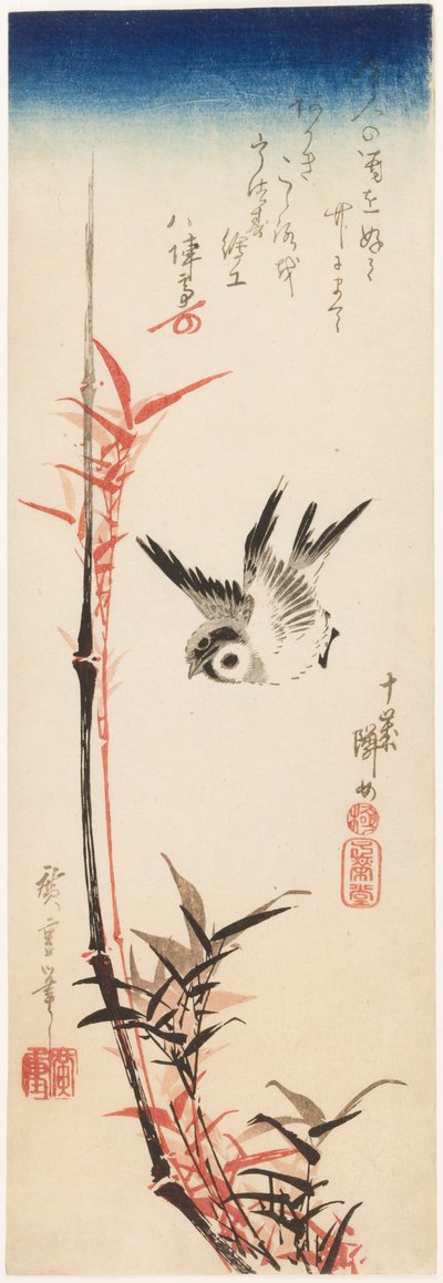 Sparrow and Bamboo by Utagawa Hiroshige