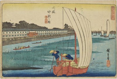 Sandbank at Ōhashi from the Series "Outstanding Views of Edo" by Utagawa Hiroshige