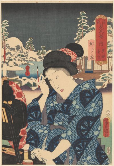Lingering Snow on Utsusemi (Genji Matched to the Eight Views) by Utagawa Kunisada (I)