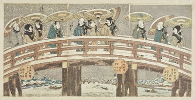 Winter Scene with Fortune-Telling Actor Procession by Utagawa Kunisada