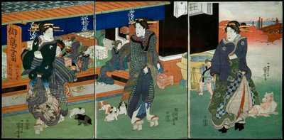 In Front of Funabashiya Sweets Shop by Utagawa Kuniyoshi