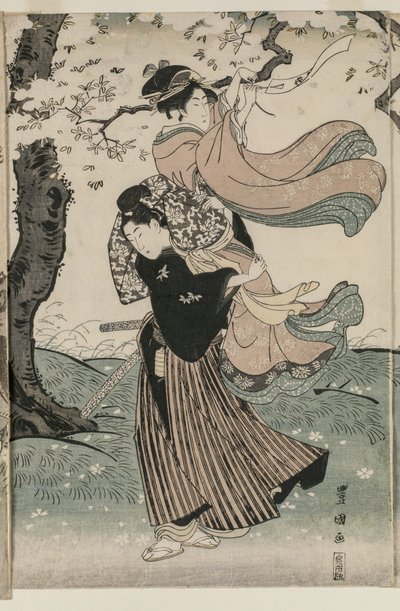 Cherry Blossoms in the Wind by Utagawa Toyokuni