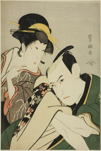 Ichikawa Yaozo III in the Role of Takebe Genzo and Iwai Kiyotaro in the Role of Tonami by Utagawa Toyokuni I