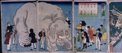Foreigners with an Elephant by Utagawa Yoshitora