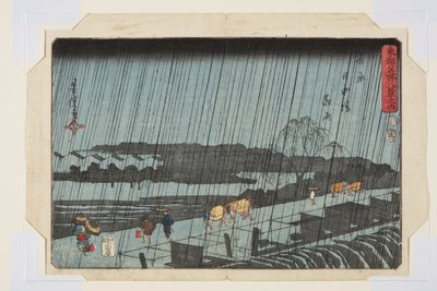Night Rain at Yoshiwara Nihondzutsumi by Utagawa Yoshitora