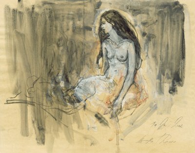 Pensive Nude Drawing by Ute Rathmann