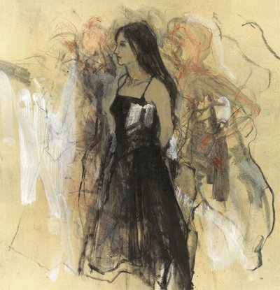 Pensive Woman In Black by Ute Rathmann