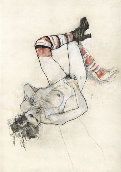 Sensual Figure With Striped Socks by Ute Rathmann