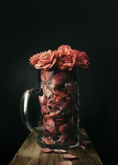 Roses in Glass Mug by Vadim Kulinsky