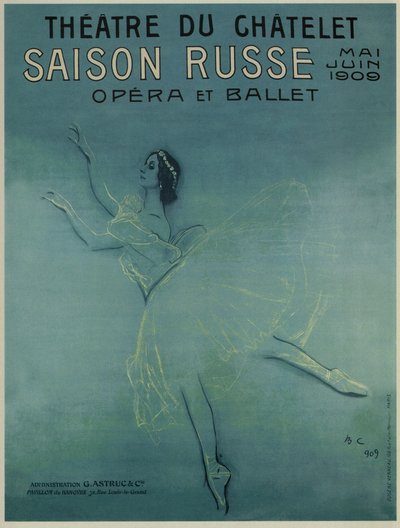 Advertising Poster for the Ballet Dancer Anna Pavlova in the Ballet Les Sylphides by F. Chopin by Valentin Aleksandrovich Serov