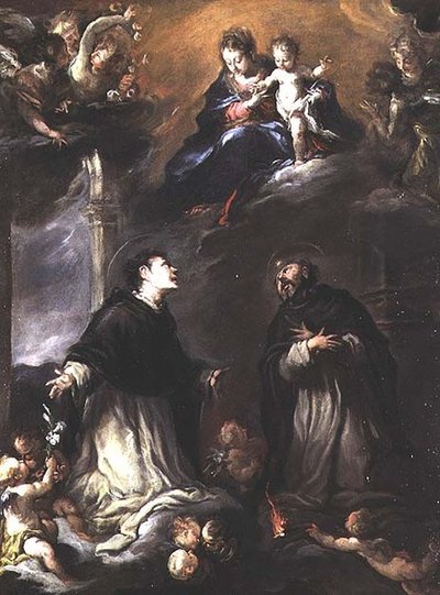Madonna and Child appearing to two Dominican Saints by Valerio (circle of) Castello