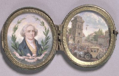 Portrait Miniature of Louis-Sebastien Lenormand with a Scene of His Parachute Descent, 1783 by Van Blarenberghe