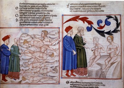 Dante and Virgil in Conversation with Grifolino of Arezzo and Capocchio of Siena, 14th century by Venetian School
