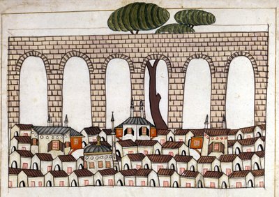 View of Constantinople and its aqueduct. Miniature from 