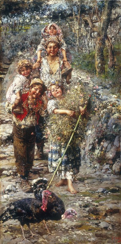 Children with Turkeys by Vicenzo Irolli