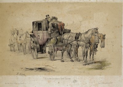Cars called fiacres - Lithography by Adam, v.1840 by Victor Adam