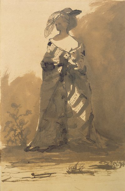 Woman Wearing an Overcoat and a Feathered Hat by Victor Hugo
