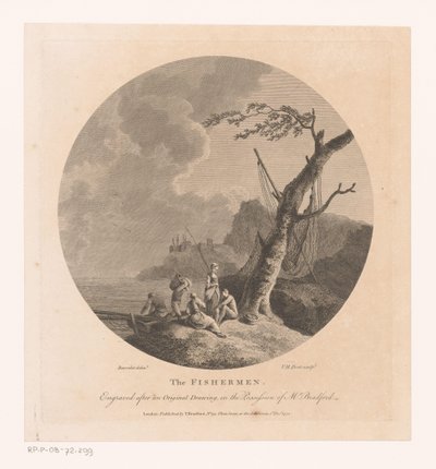 Landscape with Fishermen by a Tree with Fishing Nets by Victor Marie Picot