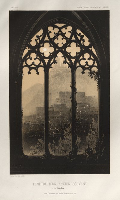Picturesque Architecture or Monuments of the 15th and 16th Centuries: Castles of France of the 15th and 16th Centuries: Pl. 54, Window of an Old Convent (in Barcelona) by Victor Petit