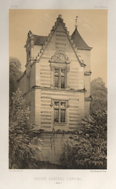 Picturesque Architecture or Monuments of the 15th and 16th Centuries: Castles of France of the 15th and 16th Centuries: Pl. 55, Old Castle of Érival (Aisne) by Victor Petit