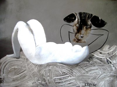 Contemplative Abstract Figure by Victor Tkachenko