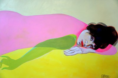 Vibrant Reclining Woman by Victor Tkachenko