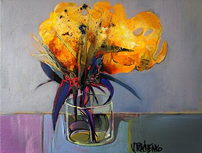 Yellow Floral Still Life by Victor Tkachenko
