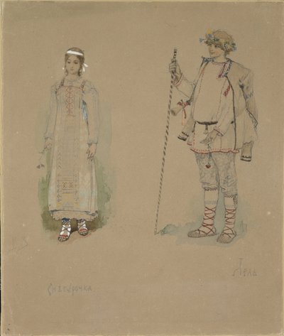 Snow Maiden and Lel. Costume Design for the Opera Snow Maiden by N. Rimsky-Korsakov, 1885 by Viktor Mikhaylovich Vasnetsov