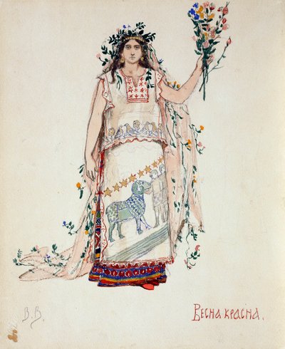 Spring Beauty. Costume design for the opera Snow Maiden by N. Rimsky-Korsakov by Viktor Mikhaylovich Vasnetsov