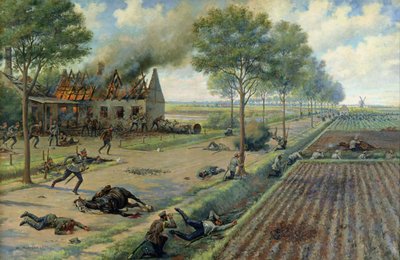 The Russian Cavalry Fighting the Germans in a Village in 1915, c.1915-16 by Viktor Viketyevich Masurovsky