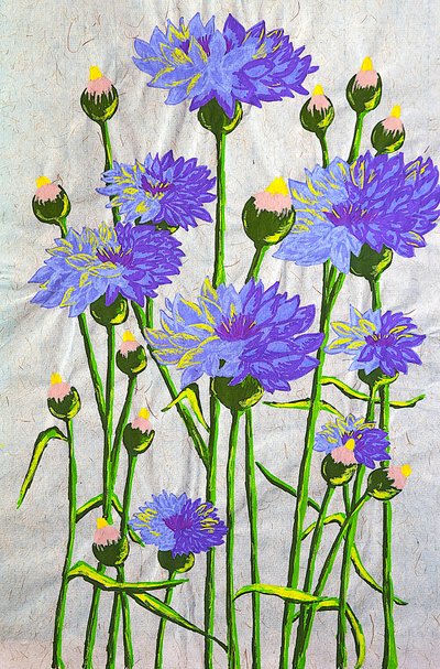 Vibrant Blue Cornflowers by Viktoriia Saunina