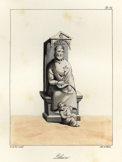 Statue of Lothair I, Carolingian emperor, King of Italy and Middle Francia by Villain Villain