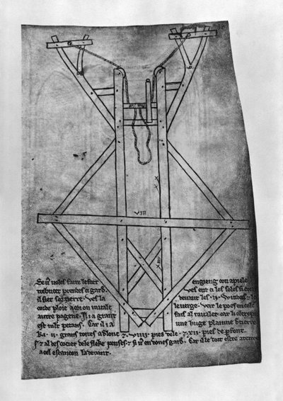 Trebuchet, Machine to Throw Arrows and Javelins by Villard de Honnecourt