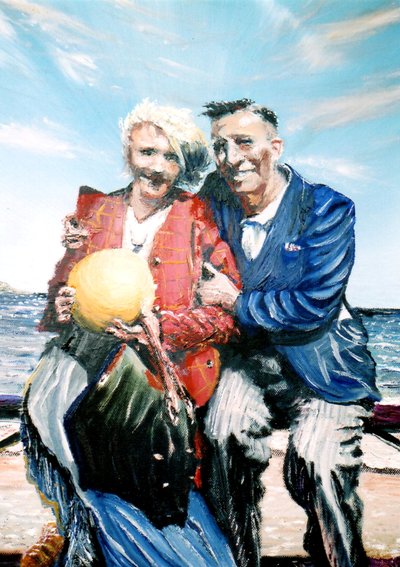 Gran and Granddad with Ball at the Seaside by Vincent Alexander Booth