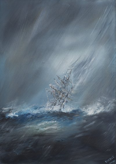 HMS Beagle in Storm off Cape Horn 24th December 1832 by Vincent Alexander Booth