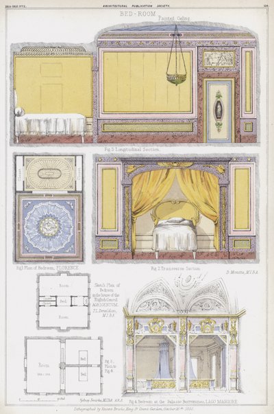 Bedrooms in Florence, the house of the English Consul in Agrigentum, and the Casa Borromeo, Lake Maggiore, Italy by Vincent Brooks