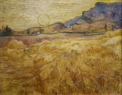Wheat Field with Reaper and Sun, 1889 by Vincent van Gogh
