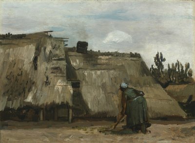 A Peasant Woman Digging in Front of Her Cottage, c. 1885 by Vincent van Gogh
